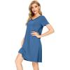 imageWiWi Bamboo Nightgowns for Women Soft Night Shirt Sleepwear Short Sleeve Lightweight Plus Size Sleepshirts S4XAprussian Blue