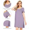 imageWiWi Bamboo Nightgowns for Women Soft Night Shirt Sleepwear Short Sleeve Lightweight Plus Size Sleepshirts S4XAviolet