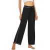 imageWiWi Pajama Pants for Women Wide Leg Long Bottoms Casual Loose Sweatpants High Waist Lounge Pajamas SXXLBlack