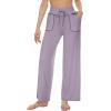 imageWiWi Womens Casual Loose Wide Leg Pajama Pants Palazzo Viscose from Bamboo Lounge Pant Long Yoga Sweatpants SXXLViolet