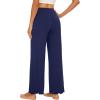 imageWiWi Womens Casual Wide Leg Palazzo Pants Comfy Lounge Pajama Bottoms Viscose from Bamboo Yoga Sweatpants SXXLBnavy