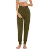 imageWiWi Womens Viscose from Bamboo Maternity Pants Soft Over The Belly Pregnancy Leggings High Waist Stretchy BottomsAdark Army Green