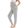 imageWiWi Womens Viscose from Bamboo Maternity Pants Soft Over The Belly Pregnancy Leggings High Waist Stretchy BottomsAheather Grey