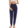 imageWiWi Womens Viscose from Bamboo Maternity Pants Soft Over The Belly Pregnancy Leggings High Waist Stretchy BottomsAnavy