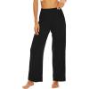 imageWiWi Womens Wide Leg Pajama Pants Casual Sleep Bottoms Palazzo Yoga Sweatpants Pant with Pockets Viscose from Bamboo SXXLBlack