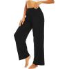 imageWiWi Womens Wide Leg Pajama Pants Casual Sleep Bottoms Palazzo Yoga Sweatpants Pant with Pockets Viscose from Bamboo SXXLBlack