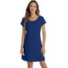 imageWiWi Bamboo Nightgowns for Women Soft Night Shirt Sleepwear Short Sleeve Lightweight Plus Size Sleepshirts S4XDblue Depth