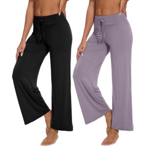 imageWiWi Pajama Pants for Women Comfy Soft Comfortable Pajamas Womens Lounge Sleep Pj Bottoms Viscose from Bamboo SXXLAblackviolet