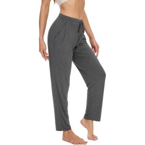 imageWiWi Pajama Pants for Women Soft Viscose from Bamboo Comfortable Pj Bottoms with Drawstring SXXLDark Heather Grey