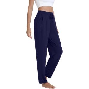 imageWiWi Pajama Pants for Women Soft Viscose from Bamboo Comfortable Pj Bottoms with Drawstring SXXLNavy