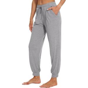 imageWiWi Pajama Pants for Women Viscose from Bamboo Lounge Bottoms with Pocket Sweatpants Joggers Night Pant SXXLHeather Grey