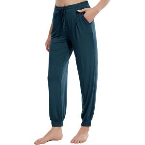 imageWiWi Pajama Pants for Women Viscose from Bamboo Lounge Bottoms with Pocket Sweatpants Joggers Night Pant SXXLInk Blue