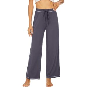 imageWiWi Pajama Pants for Women Wide Leg Long Bottoms Casual Loose Sweatpants High Waist Lounge Pajamas SXXLDark Grey