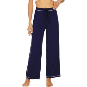 imageWiWi Pajama Pants for Women Wide Leg Long Bottoms Casual Loose Sweatpants High Waist Lounge Pajamas SXXLNavy