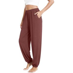 imageWiWi Viscose from Bamboo Pajamas Pants for Women Soft Yoga Jogger Pant Comfy Pajama Bottoms SXXLChocolate Brown