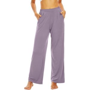 imageWiWi Womens Wide Leg Pajama Pants Casual Sleep Bottoms Palazzo Yoga Sweatpants Pant with Pockets Viscose from Bamboo SXXLViolet
