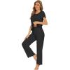 imageWiWi Bamboo Viscose Pajamas for Women Soft Comfy Loungewear Short Sleeve Tops and Long Pants Sleepwear Pjs SXXLAblack