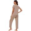 imageWiWi Bamboo Viscose Pajamas for Women Soft Comfy Loungewear Short Sleeve Tops and Long Pants Sleepwear Pjs SXXLAcamel