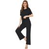 imageWiWi Bamboo Viscose Pajamas for Women Soft Comfy Loungewear Short Sleeve Tops and Long Pants Sleepwear Pjs SXXLBblack