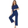 imageWiWi Bamboo Viscose Pajamas for Women Soft Comfy Loungewear Short Sleeve Tops and Long Pants Sleepwear Pjs SXXLBblue Depth