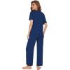 imageWiWi Bamboo Viscose Pajamas for Women Soft Comfy Loungewear Short Sleeve Tops and Long Pants Sleepwear Pjs SXXLBblue Depth