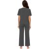 imageWiWi Bamboo Viscose Pajamas for Women Soft Comfy Loungewear Short Sleeve Tops and Long Pants Sleepwear Pjs SXXLBcharcoal Heather