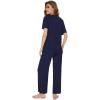 imageWiWi Bamboo Viscose Pajamas for Women Soft Comfy Loungewear Short Sleeve Tops and Long Pants Sleepwear Pjs SXXLBnavy