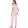 imageWiWi Bamboo Viscose Pajamas for Women Soft Comfy Loungewear Short Sleeve Tops and Long Pants Sleepwear Pjs SXXLBpink