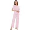 imageWiWi Bamboo Viscose Pajamas for Women Soft Comfy Loungewear Short Sleeve Tops and Long Pants Sleepwear Pjs SXXLBpink