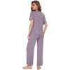 imageWiWi Bamboo Viscose Pajamas for Women Soft Comfy Loungewear Short Sleeve Tops and Long Pants Sleepwear Pjs SXXLBviolet