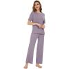imageWiWi Bamboo Viscose Pajamas for Women Soft Comfy Loungewear Short Sleeve Tops and Long Pants Sleepwear Pjs SXXLBviolet