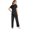imageWiWi Bamboo Viscose Pajamas for Women Soft Comfy Loungewear Short Sleeve Tops and Long Pants Sleepwear Pjs SXXLCblack