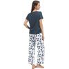 imageWiWi Bamboo Viscose Pajamas for Women Soft Comfy Loungewear Short Sleeve Tops and Long Pants Sleepwear Pjs SXXLCmidnight Blue Feather