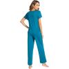 imageWiWi Bamboo Viscose Pajamas for Women Soft Comfy Loungewear Short Sleeve Tops and Long Pants Sleepwear Pjs SXXLCteal Blue