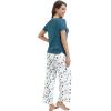 imageWiWi Bamboo Viscose Pajamas for Women Soft Comfy Loungewear Short Sleeve Tops and Long Pants Sleepwear Pjs SXXLCwhiteGreen Dots