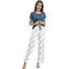 imageWiWi Bamboo Viscose Pajamas for Women Soft Comfy Loungewear Short Sleeve Tops and Long Pants Sleepwear Pjs SXXLCwhiteGreen Dots