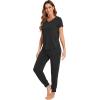 imageWiWi Pajamas for Women Soft Pajama Sets Short Sleeve Tops with Jogger Pants Viscose from Bamboo Pjs SXXLBlack