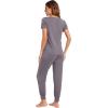 imageWiWi Pajamas for Women Soft Pajama Sets Short Sleeve Tops with Jogger Pants Viscose from Bamboo Pjs SXXLDark Grey