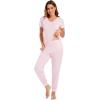 imageWiWi Pajamas for Women Soft Pajama Sets Short Sleeve Tops with Jogger Pants Viscose from Bamboo Pjs SXXLPink