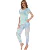 imageWiWi Pajamas for Women Soft Pajama Sets Short Sleeve Tops with Jogger Pants Viscose from Bamboo Pjs SXXLTie Dye