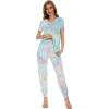 imageWiWi Pajamas for Women Soft Pajama Sets Short Sleeve Tops with Jogger Pants Viscose from Bamboo Pjs SXXLTie Dye