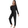 imageWiWi Womens Pajamas Set Long Sleeve Sleepwear Tops with Jogger Pants Viscose from Bamboo Super soft Lounge Pjs Sets SXXLBlack
