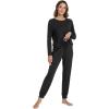 imageWiWi Womens Pajamas Set Long Sleeve Sleepwear Tops with Jogger Pants Viscose from Bamboo Super soft Lounge Pjs Sets SXXLBlack