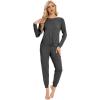 imageWiWi Womens Pajamas Set Long Sleeve Sleepwear Tops with Jogger Pants Viscose from Bamboo Super soft Lounge Pjs Sets SXXLCharcoal Heather