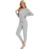 imageWiWi Womens Pajamas Set Long Sleeve Sleepwear Tops with Jogger Pants Viscose from Bamboo Super soft Lounge Pjs Sets SXXLLight Heather Grey