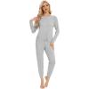 imageWiWi Womens Pajamas Set Long Sleeve Sleepwear Tops with Jogger Pants Viscose from Bamboo Super soft Lounge Pjs Sets SXXLLight Heather Grey