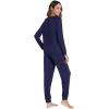 imageWiWi Womens Pajamas Set Long Sleeve Sleepwear Tops with Jogger Pants Viscose from Bamboo Super soft Lounge Pjs Sets SXXLNavy