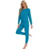 imageWiWi Womens Pajamas Set Long Sleeve Sleepwear Tops with Jogger Pants Viscose from Bamboo Super soft Lounge Pjs Sets SXXLTeal Blue