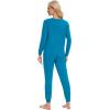 imageWiWi Womens Pajamas Set Long Sleeve Sleepwear Tops with Jogger Pants Viscose from Bamboo Super soft Lounge Pjs Sets SXXLTeal Blue