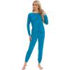 imageWiWi Womens Pajamas Set Long Sleeve Sleepwear Tops with Jogger Pants Viscose from Bamboo Super soft Lounge Pjs Sets SXXLTeal Blue